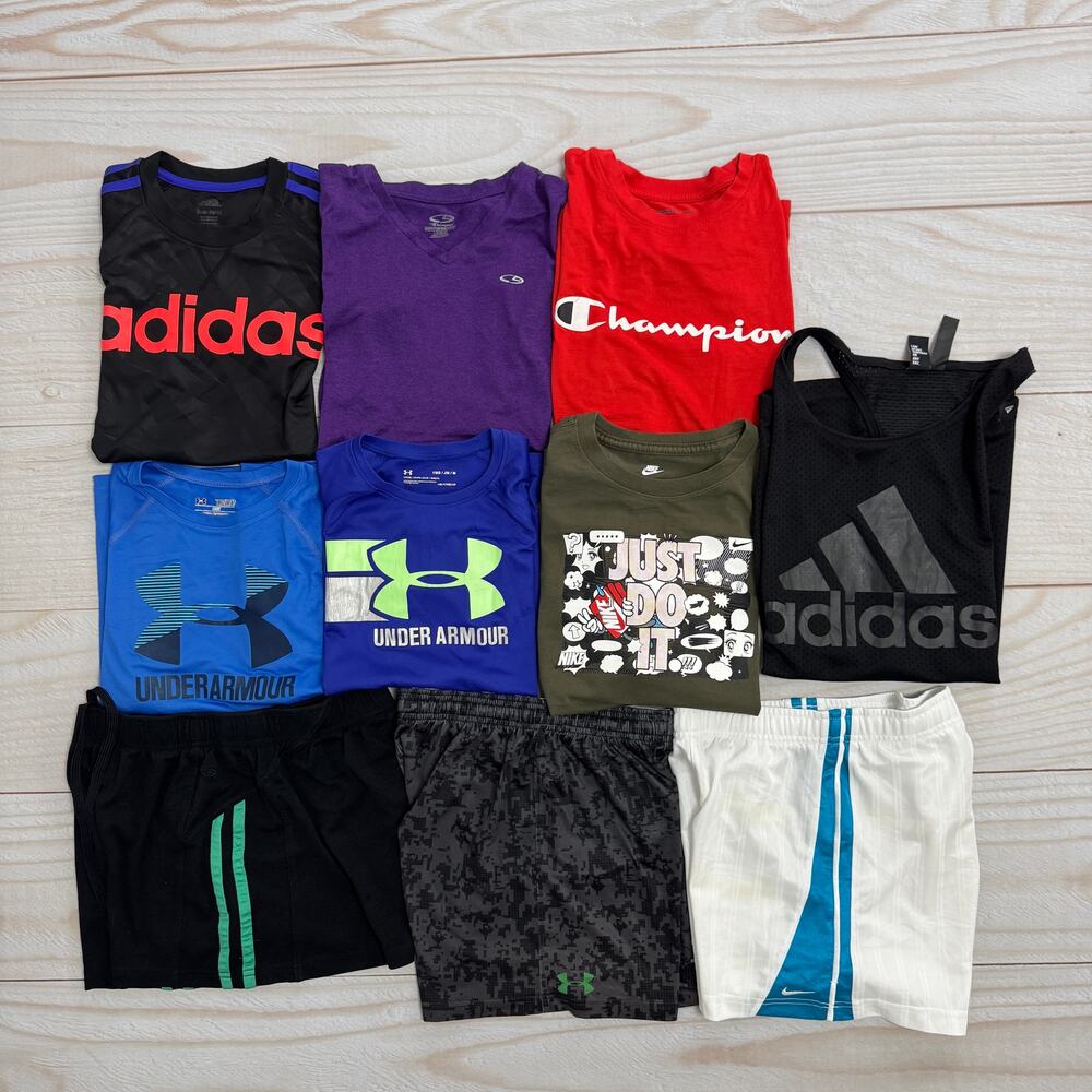Lot Of 10 Girls Size M 10-12 Athletic Sport T-Shirts Shorts Tank Bundle
